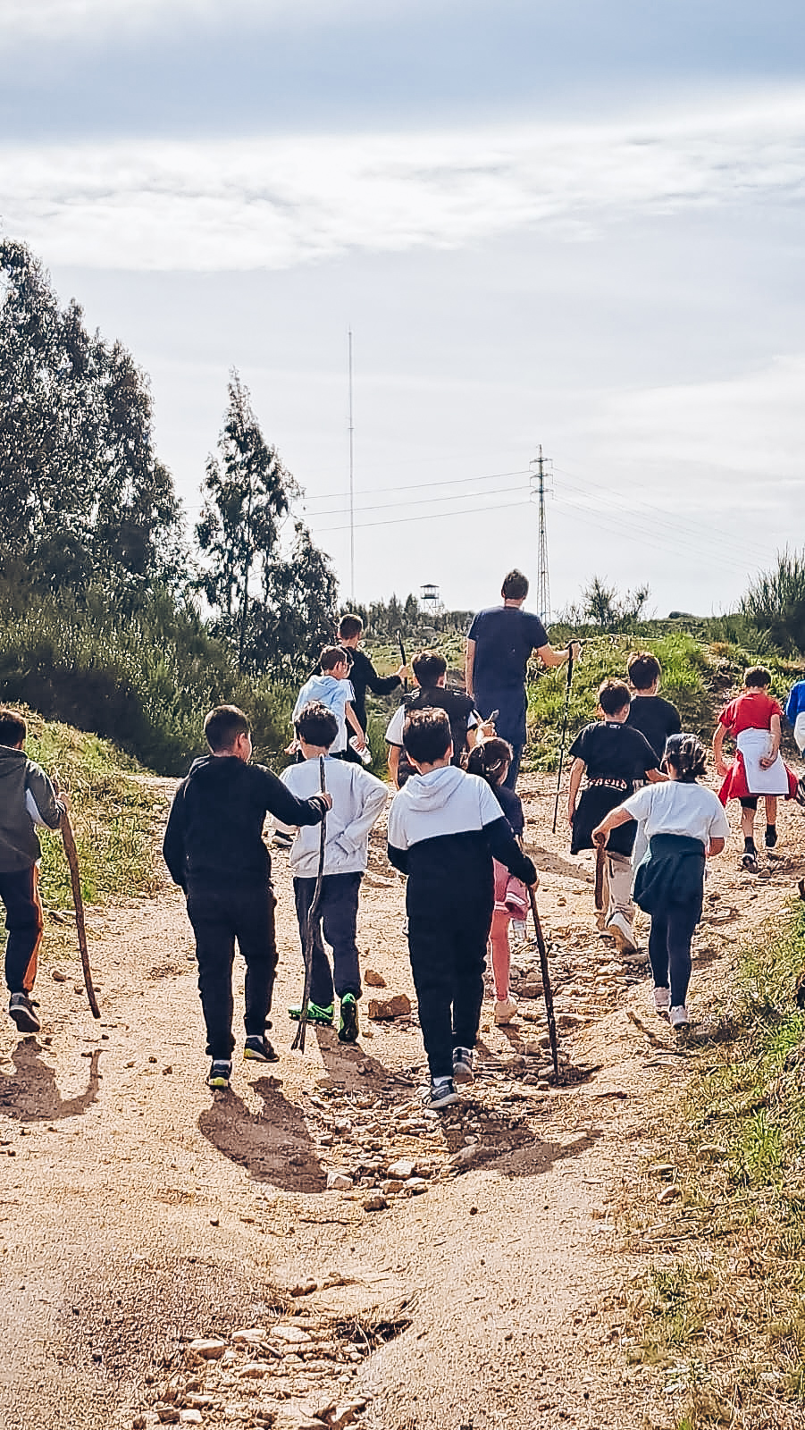 Crianças em caminhada ao ar livre